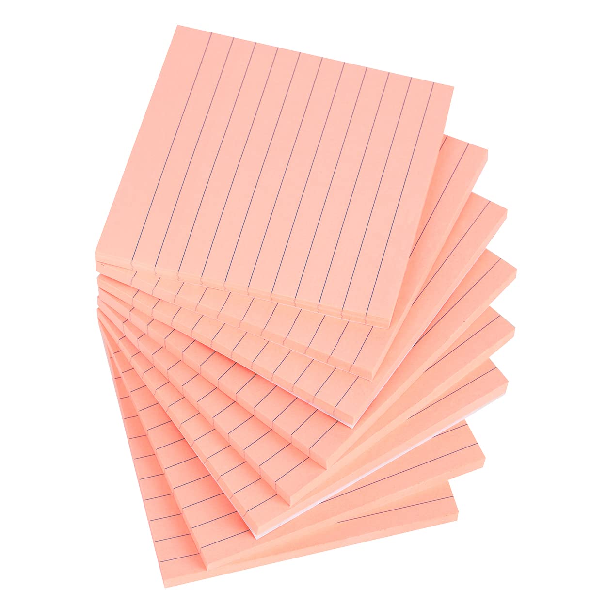 VanpadLined Sticky Notes 4x4 Inches, Bright Pink Ruled Self-Stick Pads, Easy to Post for Home, Office, Notebook, 8 Pads/Pack