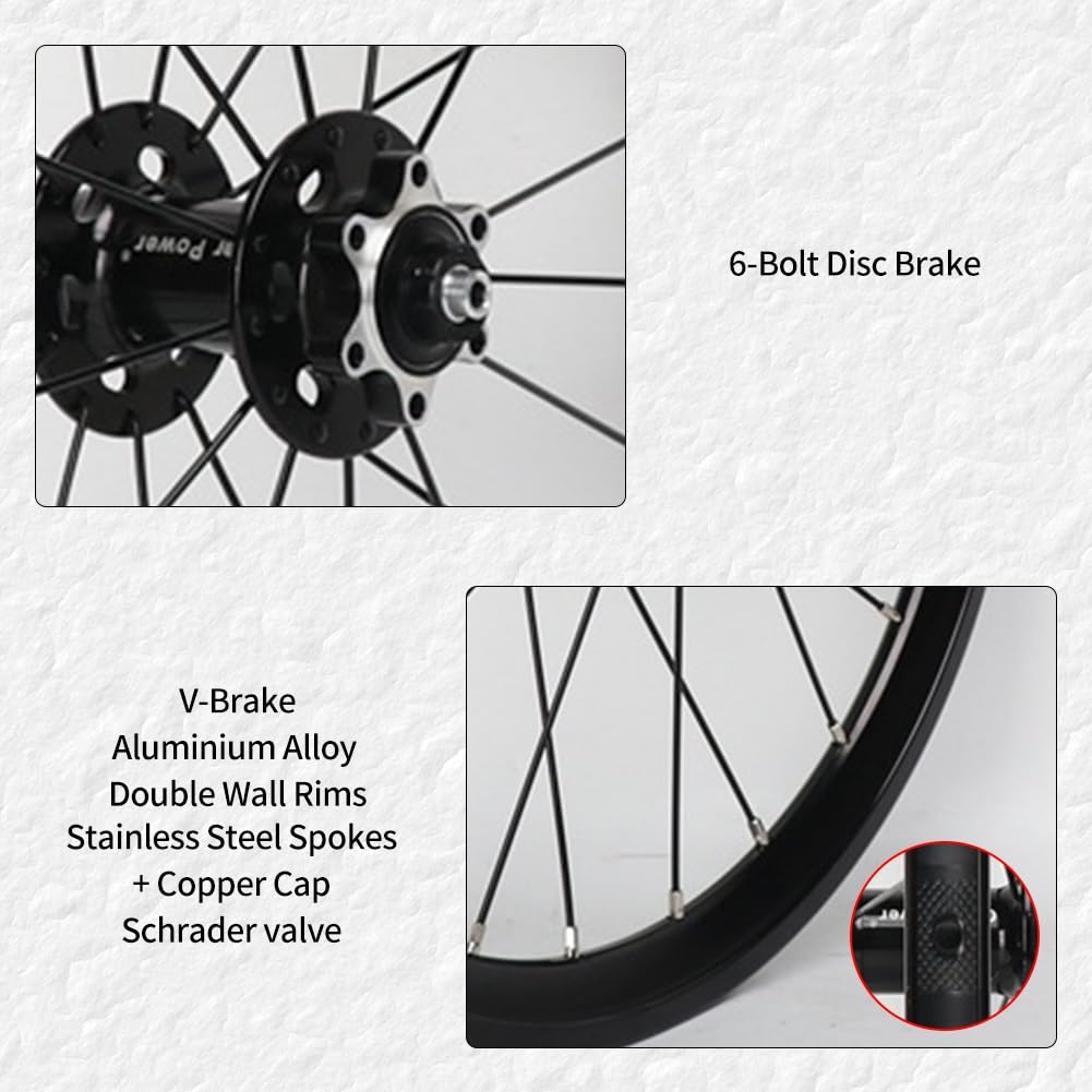 Amazon | 16インチ 349 バイクリム ディスクブレーキ + Vブレーキ