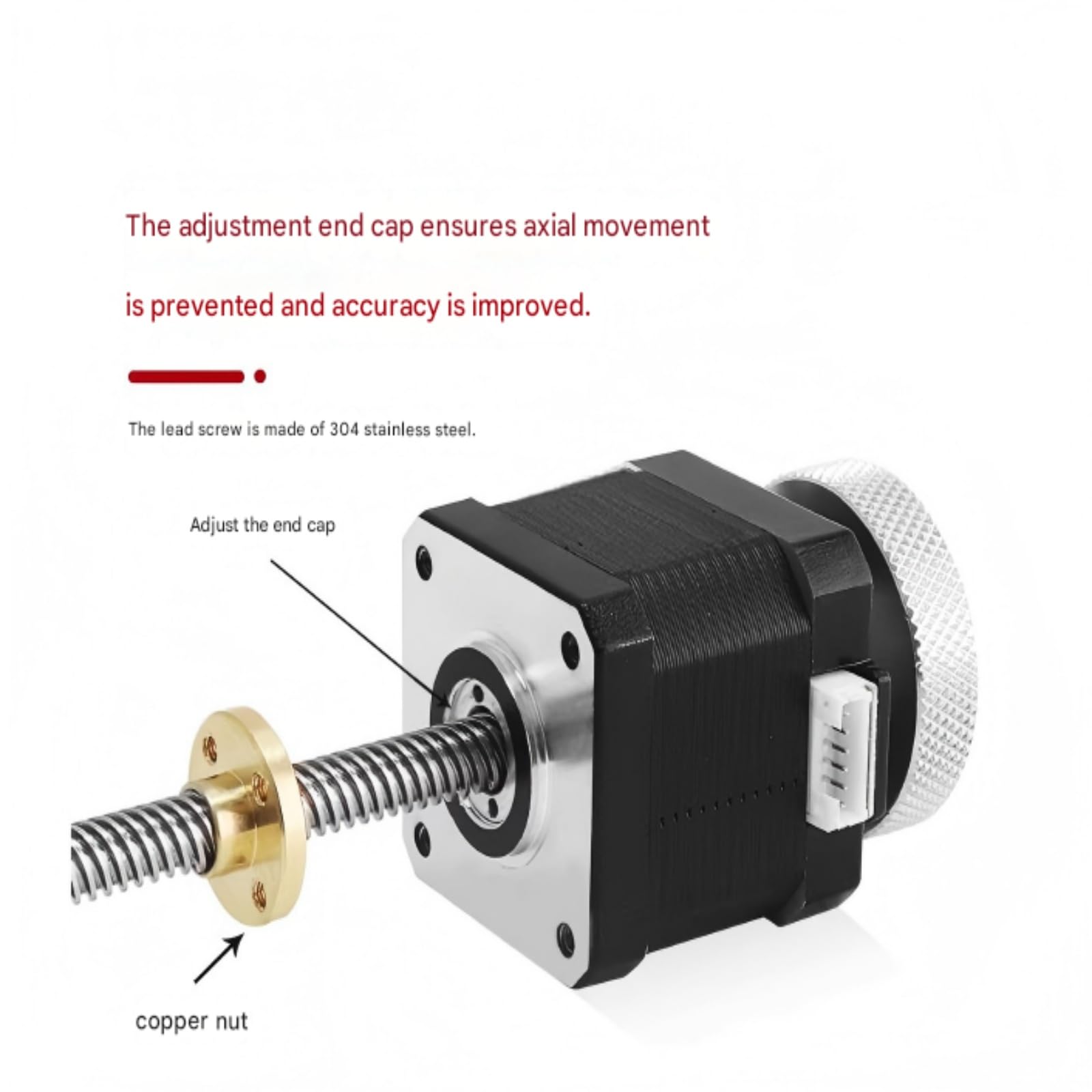 Motor paso a Nema17 1.5A 40N.CM con tornillo trapezoidal for fresadora CNC con una respuesta rápida(Length 300 mm 12 Screw Lead)