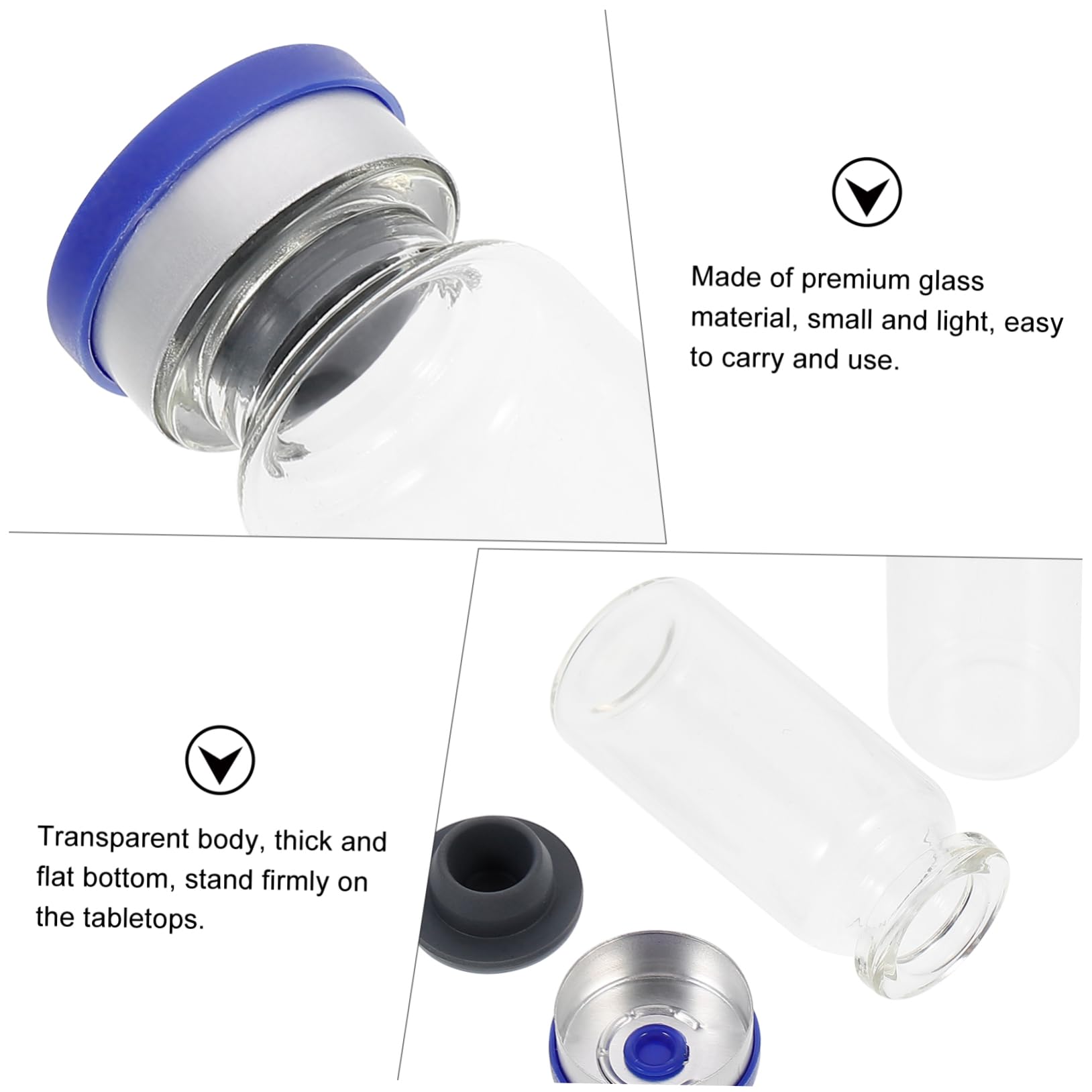 Zerodeko Fiale di Vetro da 10ml Chiusura Ermetica, per Laboratorio 100 Pezzi, Bottiglie per Campioni con Fondo Spesso e Piatto