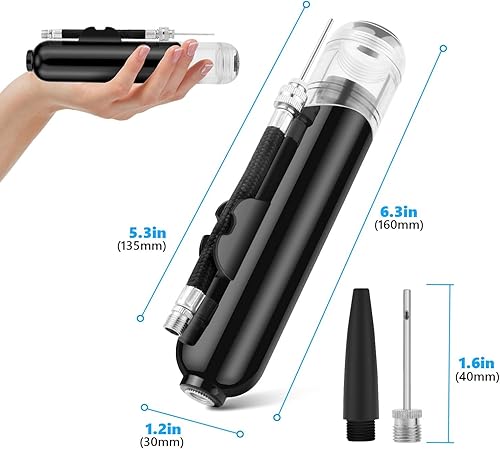 Miniatura 8 de Bomba de bola bomba de aire inflable de doble acción con 3 agujas y 2 boquillas para pelota de fútbol baloncesto voleibol globos bicicletas