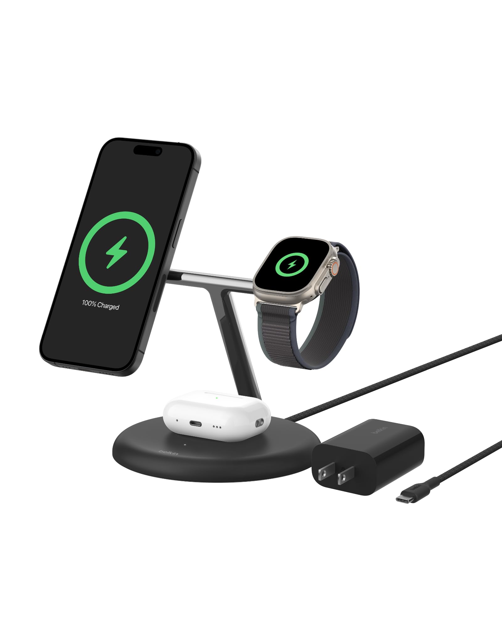 Amazon.co.jp: Belkin Qi2 3-in-1 Qi2ワイヤレス充電スタンド Qi2公式 