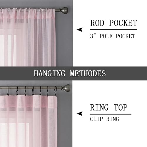 Miniatura 159 de Tollpiz Cortinas traslúcidas de lino con textura para sala de estar, cortinas traslúcidas filtrantes de luz con bolsillo para barra, cortinas