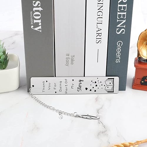 Miniatura 5 de Marcapáginas de metal, grabado con texto en inglés "Thank You for Being Part of My Story", con exquisita caja de regalo para mujeres, hombres,