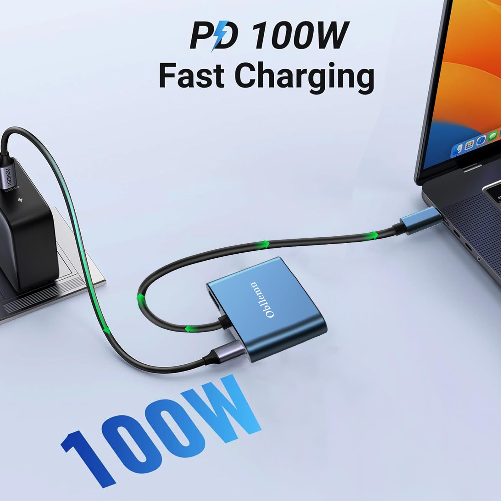 Adaptateur USB C vers VGA Hub 4 en 1 Type C HDMI 4K 30Hz USB 3.0 PD100W pour MacBook Pro Air Chromebook Dell XPS