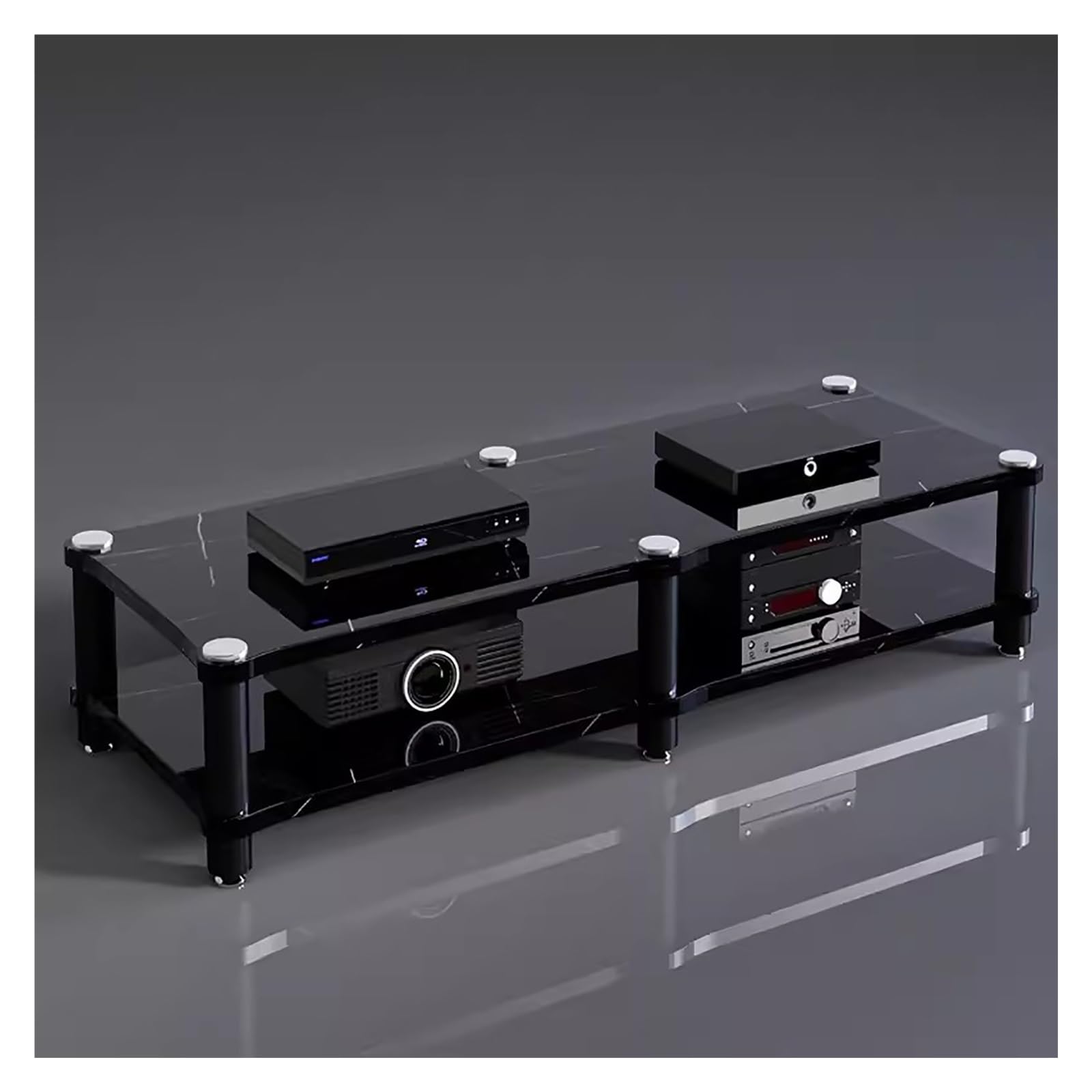 Stojak na media HiFi 120 cm, stojak na audio/wideo, wytrzymały, nowoczesny design, otwarty, modułowy schowek do kina domowego i sprzętu stereo