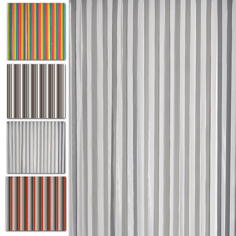 MadeInNature, Cortina de Puerta con Lanías de Plástico, para Interior y Exterior, 90 cm de Ancho x 220 cm de Largo, Colores a Elegir (Gris, Blanco)