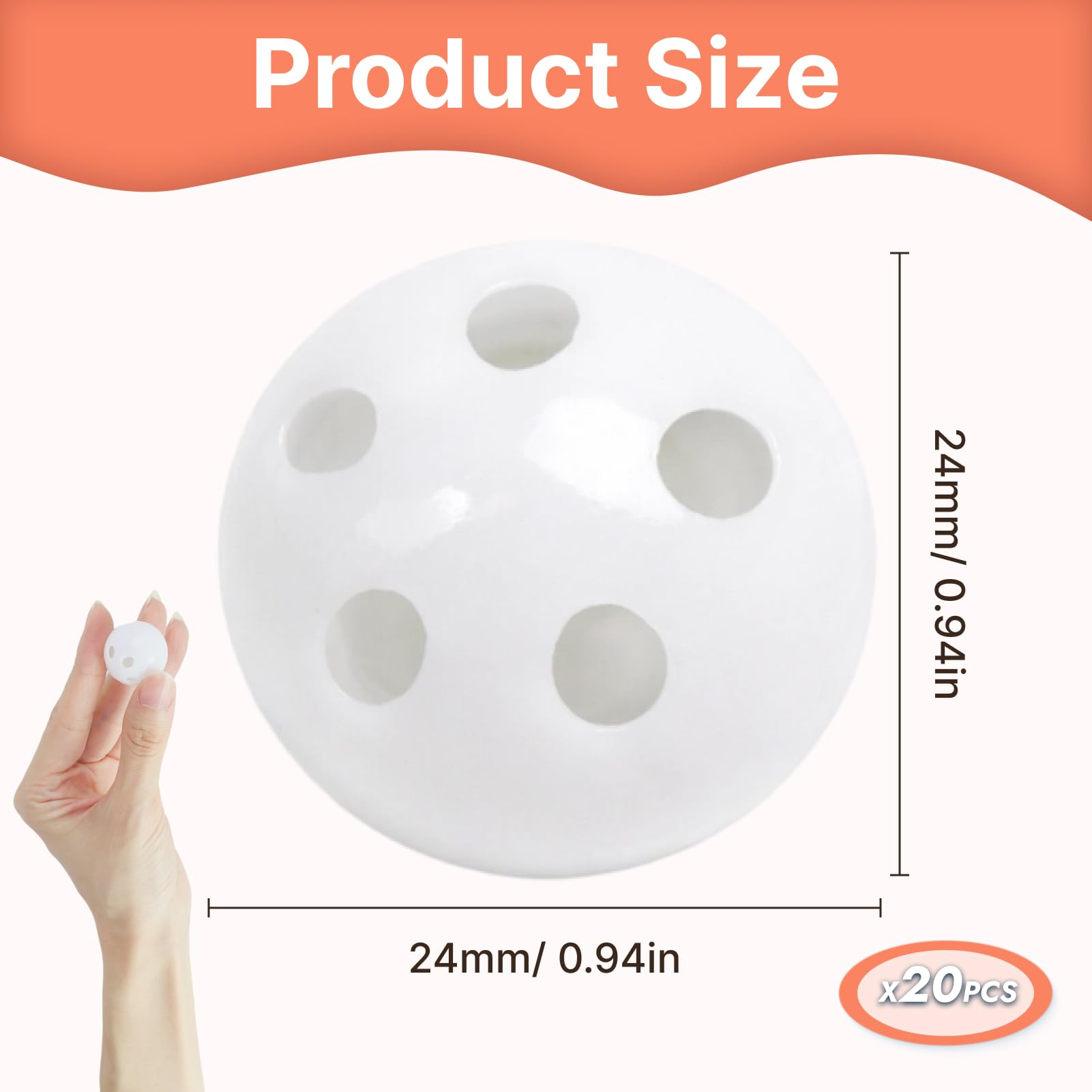 Icyowls 20 Pezzi Sfere sonaglio Ø 24 mm, Inserti da Cucire per Peluche, Bambole e Giocattoli per Animali, per Cucito, Riparazione e bricolage - 2