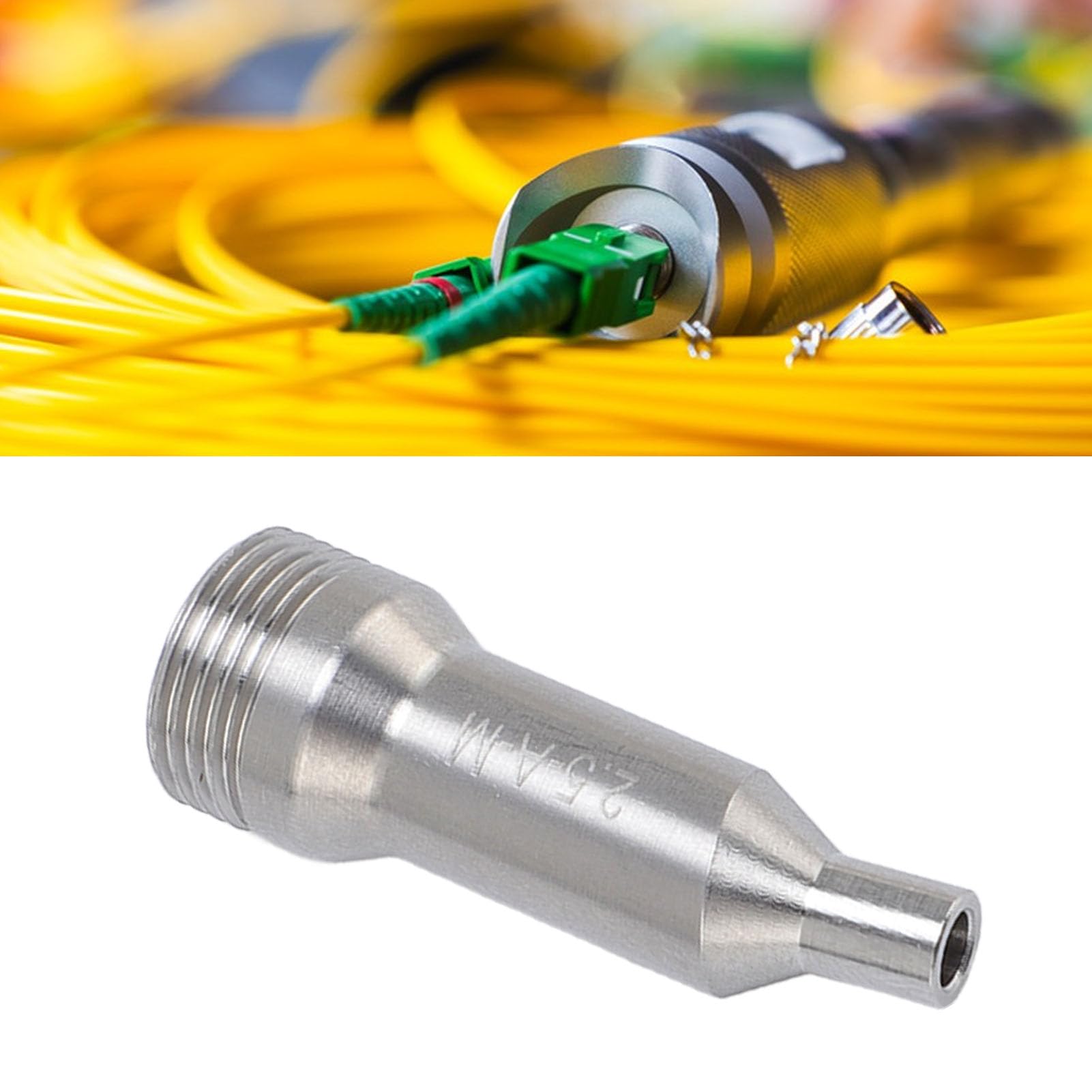 Fyearfly Connecteur SC de Fibre Optique 2,5 Mm, Connecteur de Nettoyage de Fibre Optique, Connecteur Mâle de Détecteur d'extrémité de Fibre SC 2,5 Mm en Acier Inoxydable, pour