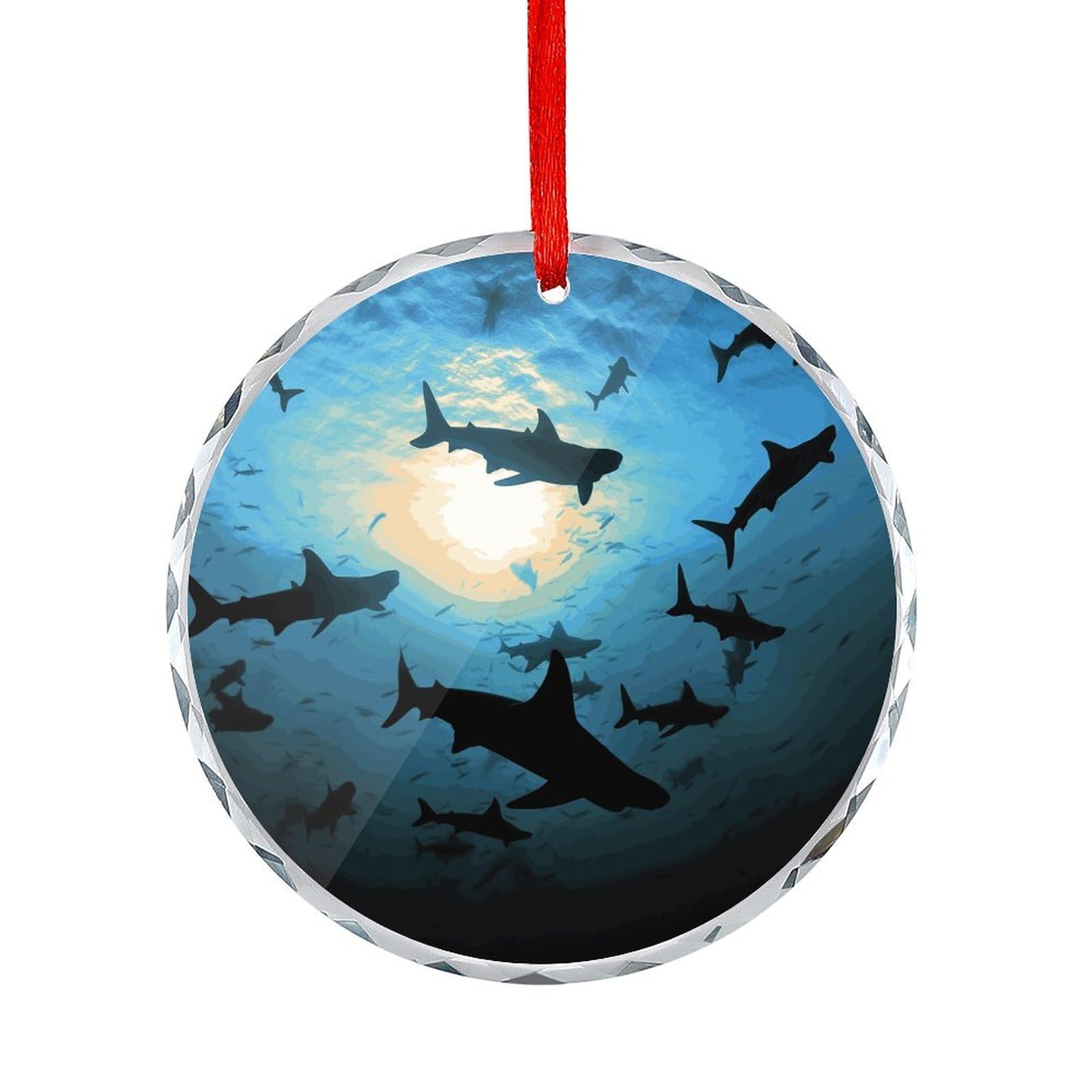 Btcowzrv Style Hammerhead Sharks Round Ornament Hanging Pendant Decor
