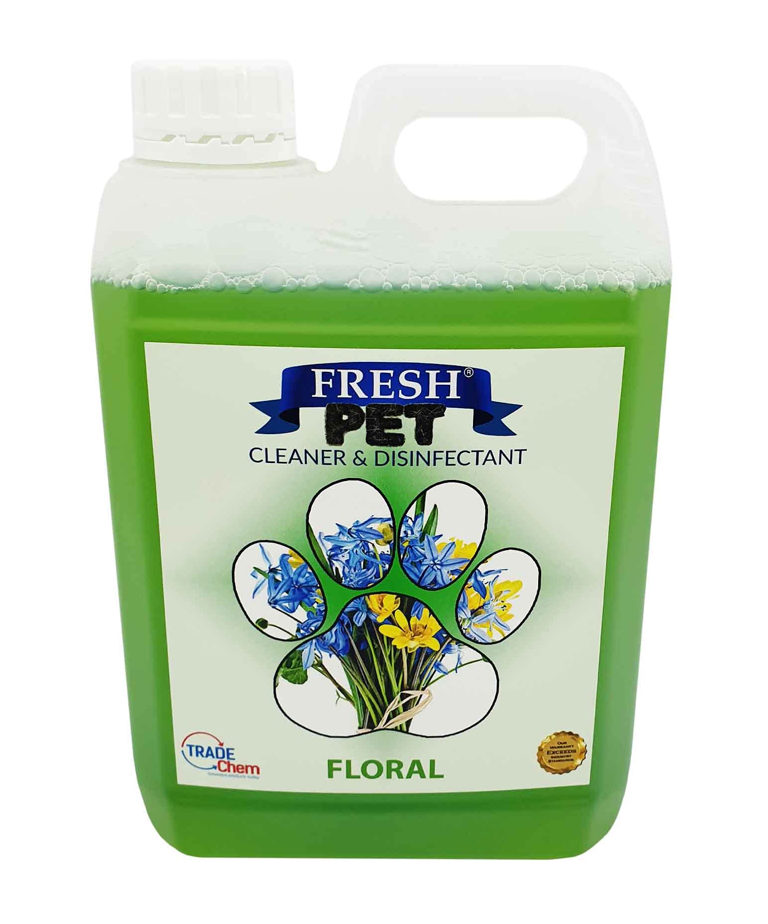 Trade Chemicals Pet Disinfectant Deodoriser Cleaner Kennels Artificial Grass Fresh Pet 2L (Floral)