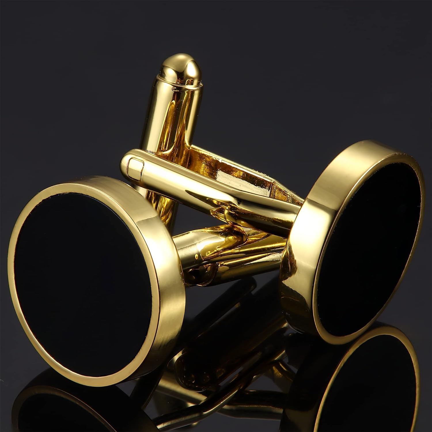 Diamday Spinki do mankietów dla mężczyzn stal nierdzewna czarne okrągłe retro smoking spinki do mankietów klasyczny ton męskie spinki do mankietów zestaw koszula garnitur guziki spinki do mankietów