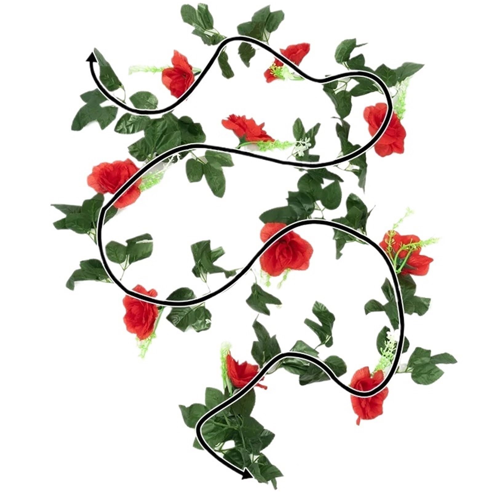 Künstliche Rosenranke 2 Stück, m weiße künstliche Rosenblüten | Hängende Weinpflanzen, Blätter, künstliche Girlanden, Blumen, Hochzeit, Party, Weihnachtsdekoration(Pink)