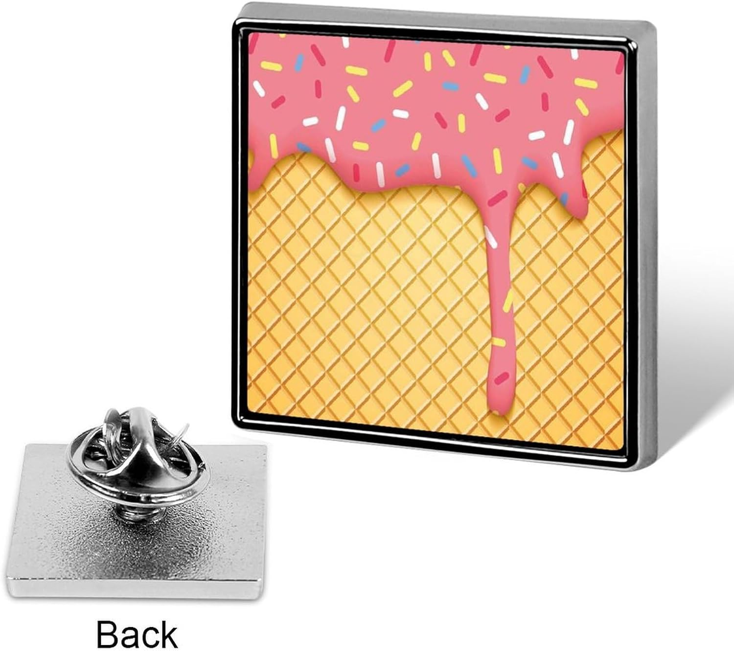 Ice Cream Waffle Square Badge Lapel Pin for Bag Hat Backpack image 3