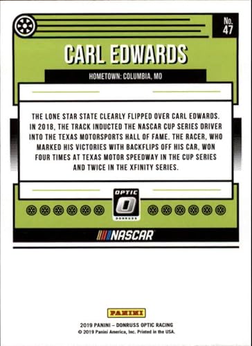 Miniatura 2 de 2019 Donruss Racing Optic Parallel #47 Carl Edwards AflacRoush Fenway RacingFord Official NASCAR Trading Card