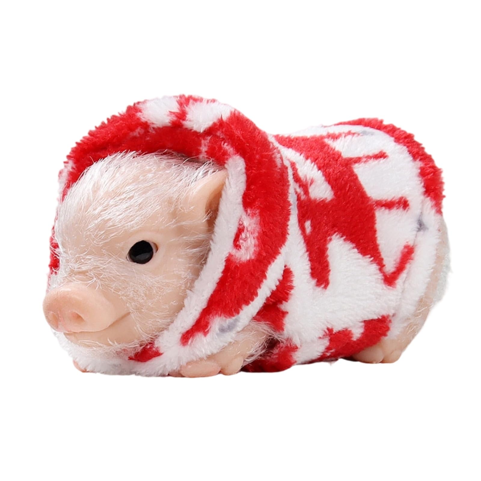 Schweinchen-Figur mit Kapuzenpullover niedlich schweinefigur plüschig mini-Schweinchen für Zimmer, Rot, 182g