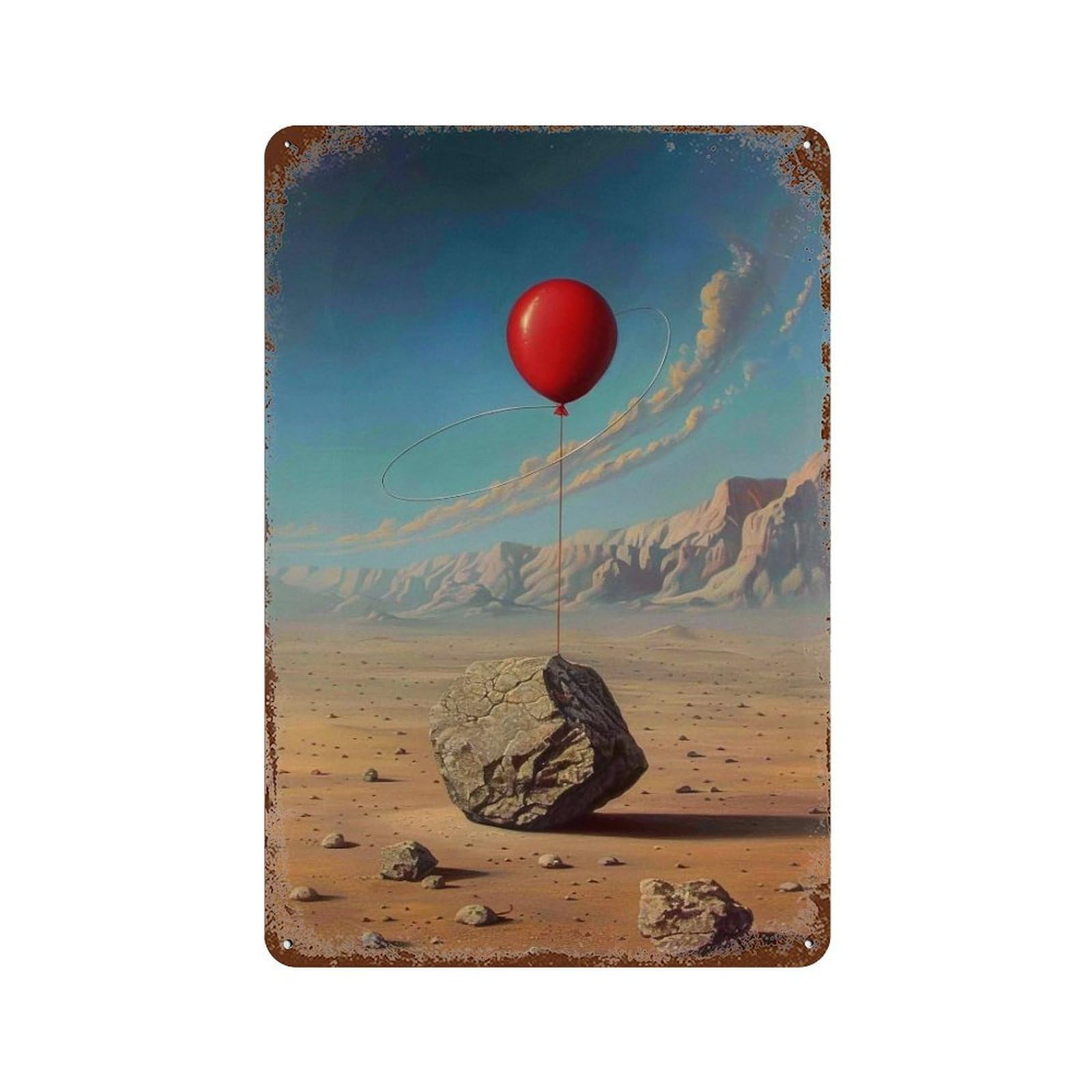 Wihyrtui Style Surreal Desert Ring Floating Rock 03 Wall Retro Iron Metal Tin Sign Vintage Art Poster Modern Home Cofffee Club Art Bar Shop Decor 30X20cm