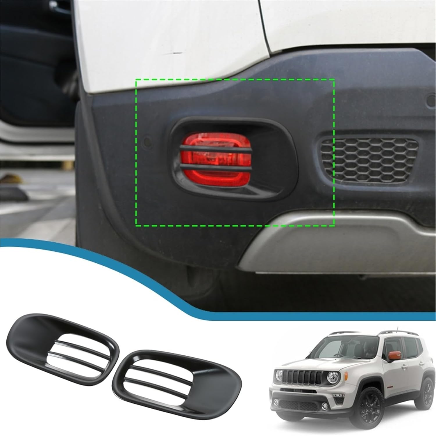 Car Rear Tail Fog Light Lamp Decoration Cover Stickers Compatible For Renegade 2016-2022 Lamp Hoods Guard Exterior Accessories Iron