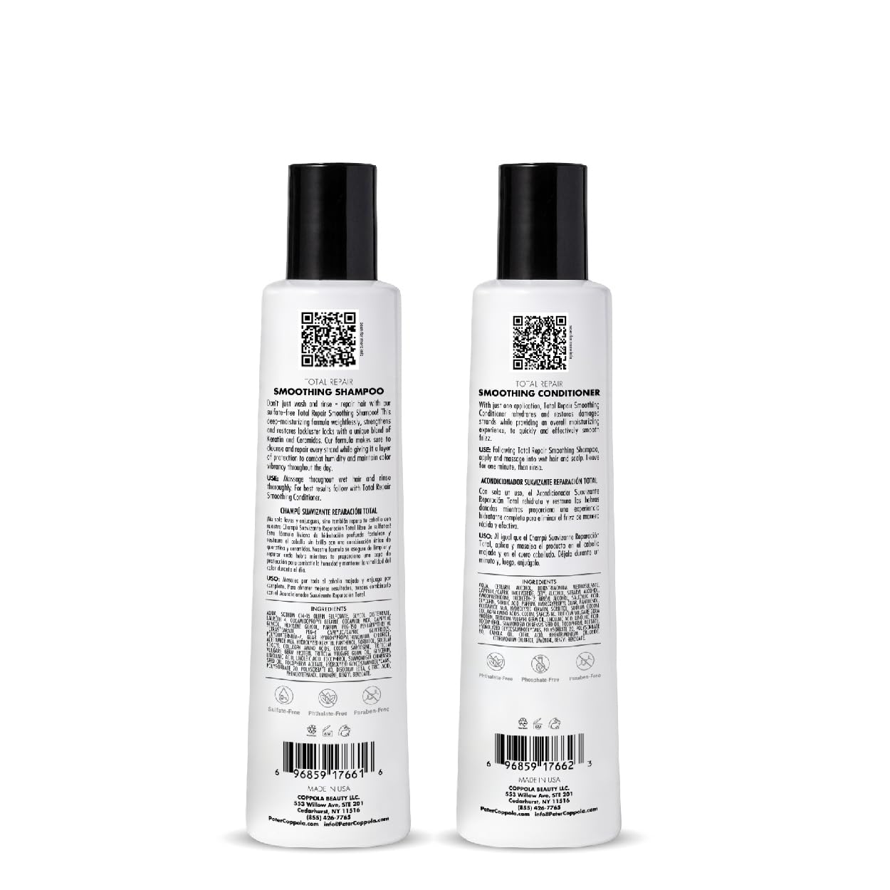 PETER COPPOLA Total Repair Shampoo & Conditioner Duo, Color-safe, Sodium Chloride-free Sulfate-free Shampoo For Color Treated Hair And Smoothing Conditioner – Keratin Treatment Aftercare (12 Fl Oz) - Image 2