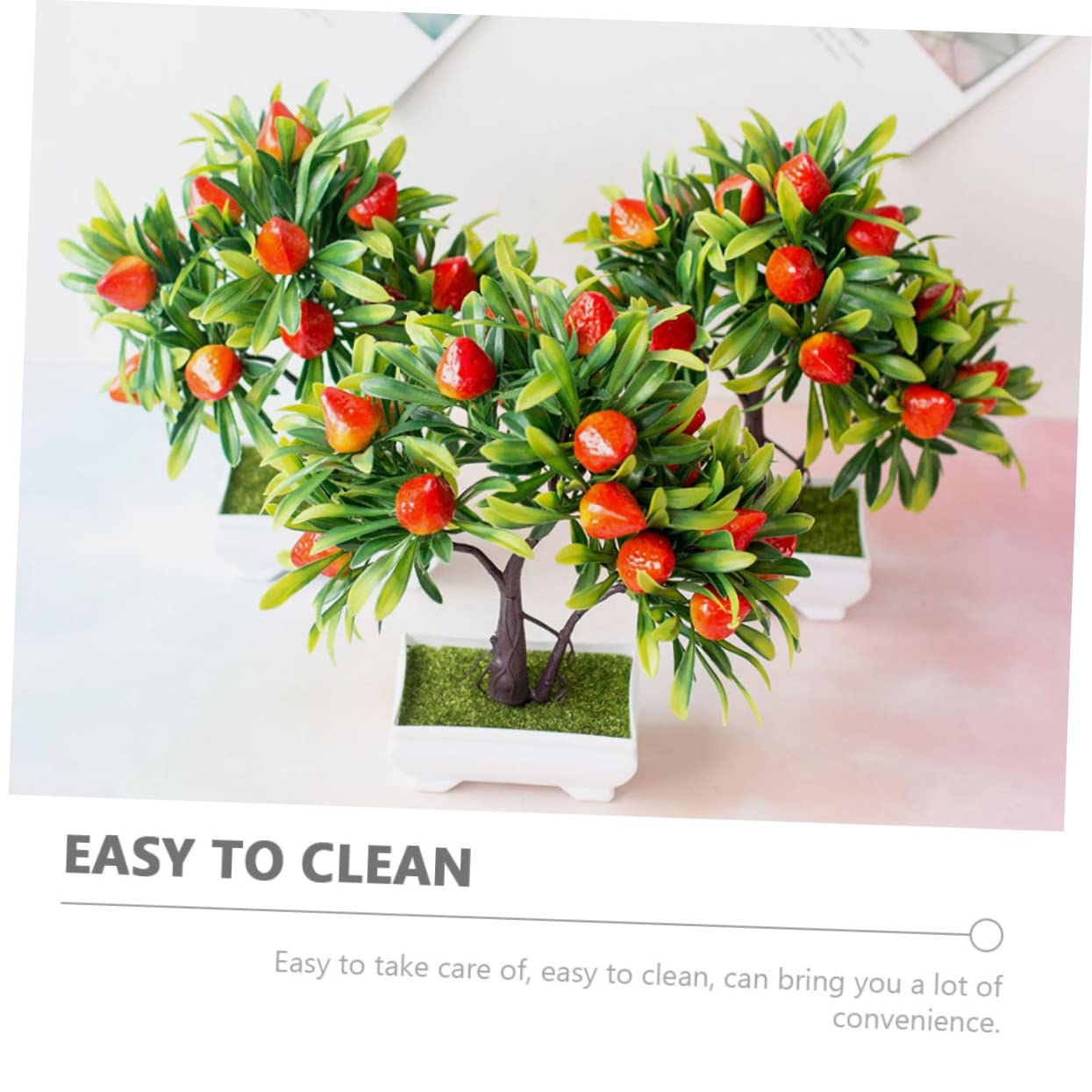 ABOOFAN 2 Pièces Simulation bonsaï arbousier Plantes artificielles Plantes d'intérieur fraisiers artificiels décor d'arbre aux Fraises Ornement Décoration de Bureau Faux arbousier Fruit