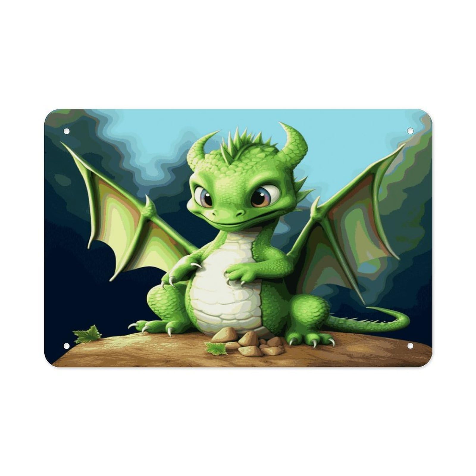 Fodpand Style Dragon Cute Wall Art Metal Signs Tin Sign