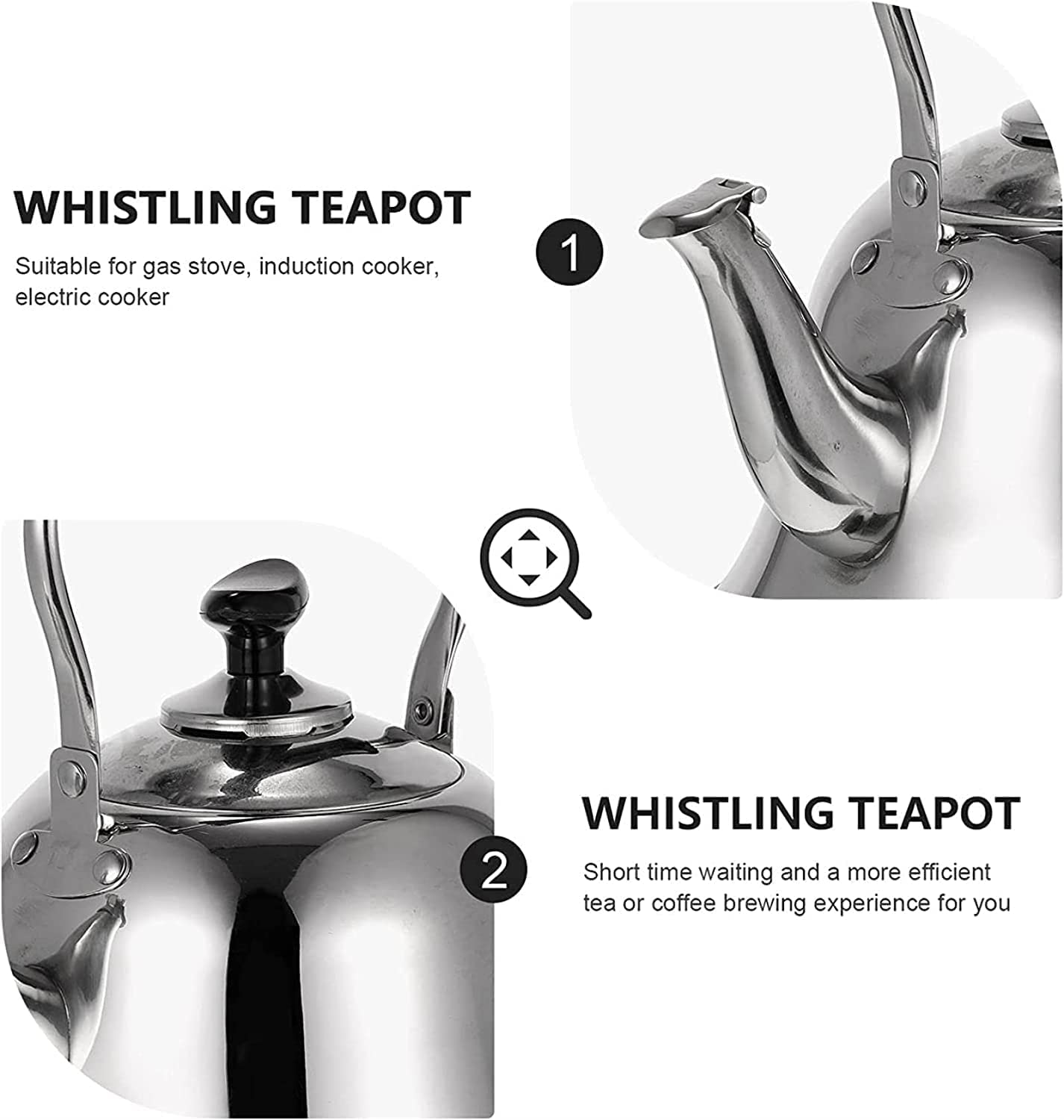 Fluitende Theeketel Roestvrijstalen Theeketel Theepot Theeketel Kookplaat Waterkoker Met Zeef Voor Thuisrestaurant Waterketels Voor Op Het Fornuis (Color : Blue,Silver, Size : 2L
