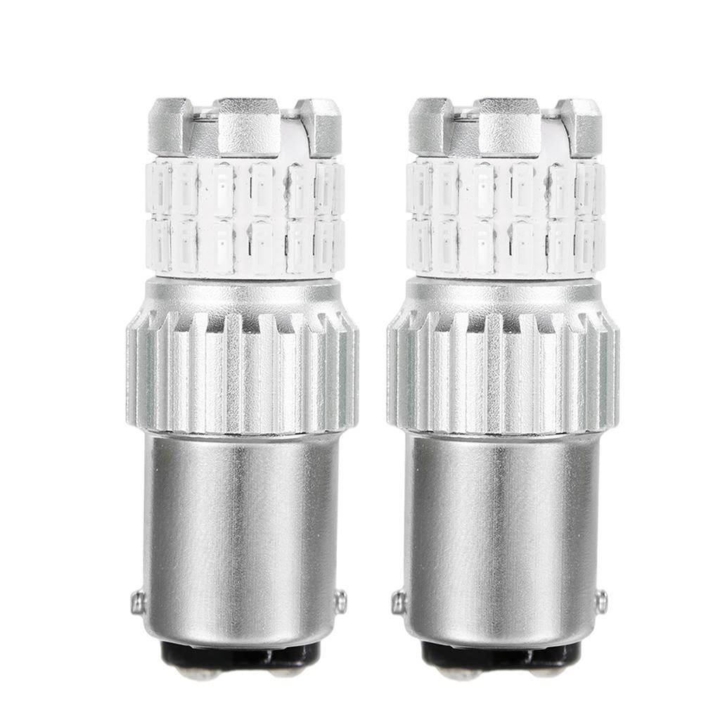 UJEAVETTE 2Pcs 9-30V Blinking Tail Brake Lights Bulbs Lighting Red BAY15D