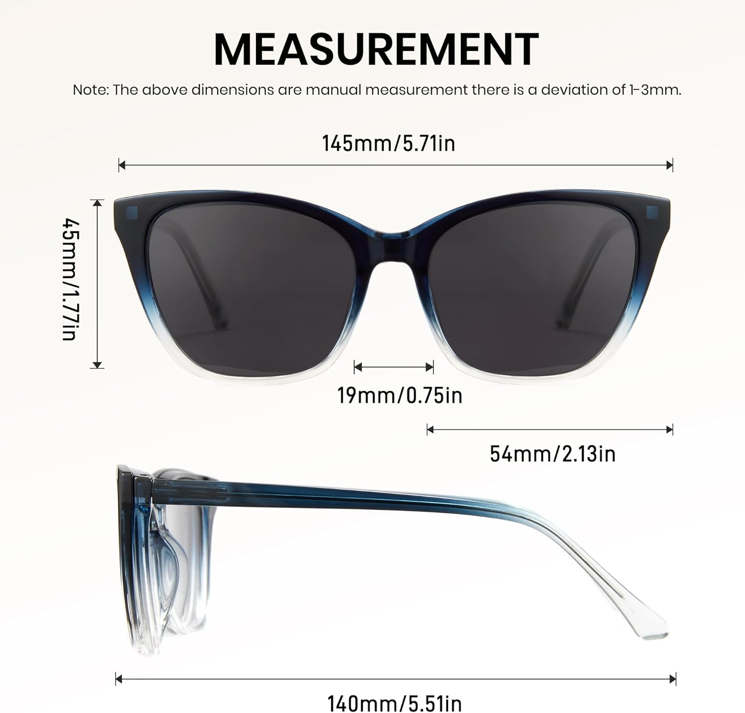 Cyxus Cat Eye Magnetic Clip-On Sunglasses Women Polarized Blue Light Blocking UV400 Protection P1221