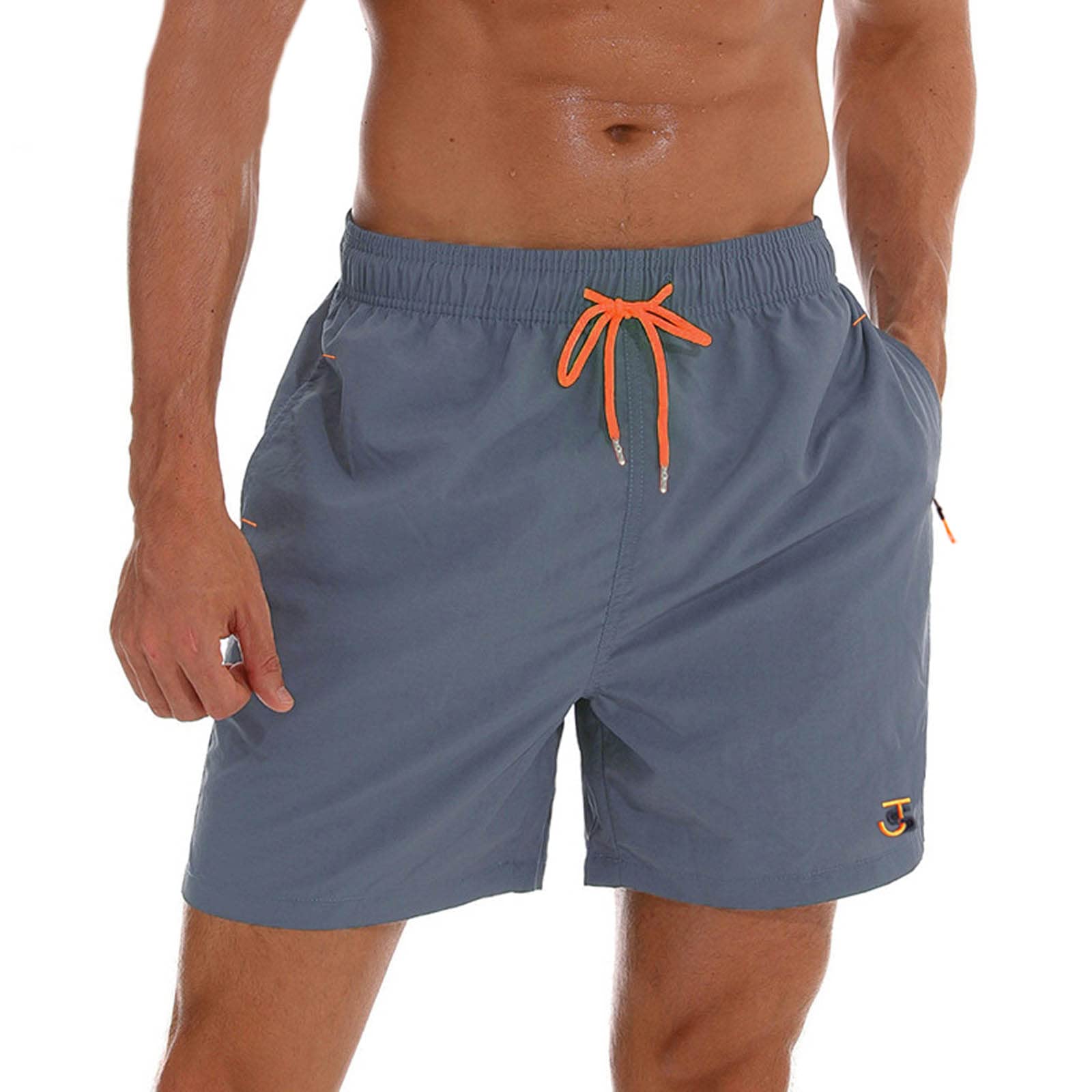 JustSun Badehose Herren mit Reißverschluss Schnelltrocknend Badeshorts mit Mesh-Futter