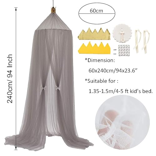Miniatura 7 de Toldo de cama para niñas toldo de cama de princesa mosquitera cuarto de bebé decoración de sala de juegos cúpula cortinas de red de hilo de alta
