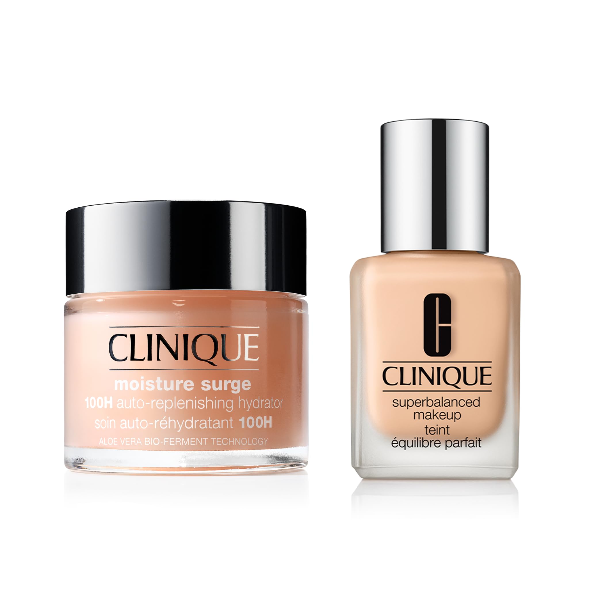 Clinique Superbalanced Oil-Free Liquid Foundation Makeup (30ml) + Moisture Surge 100H Auto-Replenishing Hydrator (75ml) | Idratante| Idratazione fino a 100 h