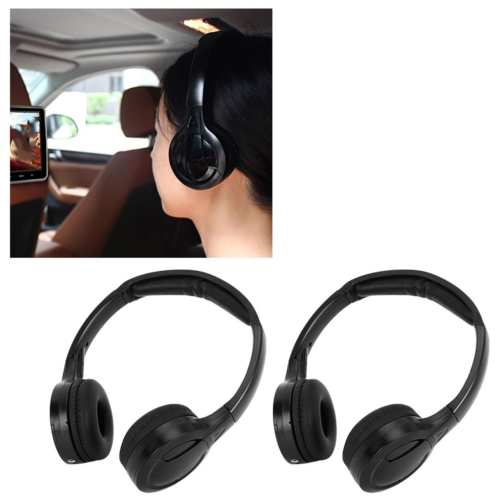 Dioche Caravan Drahtloser Kopfhörer 2-Kanal-Schnur Loser Infrarot-Ir Stereo-Audio-Kopfhörer Kopfhörer für Auto-Kopfstütze DVD