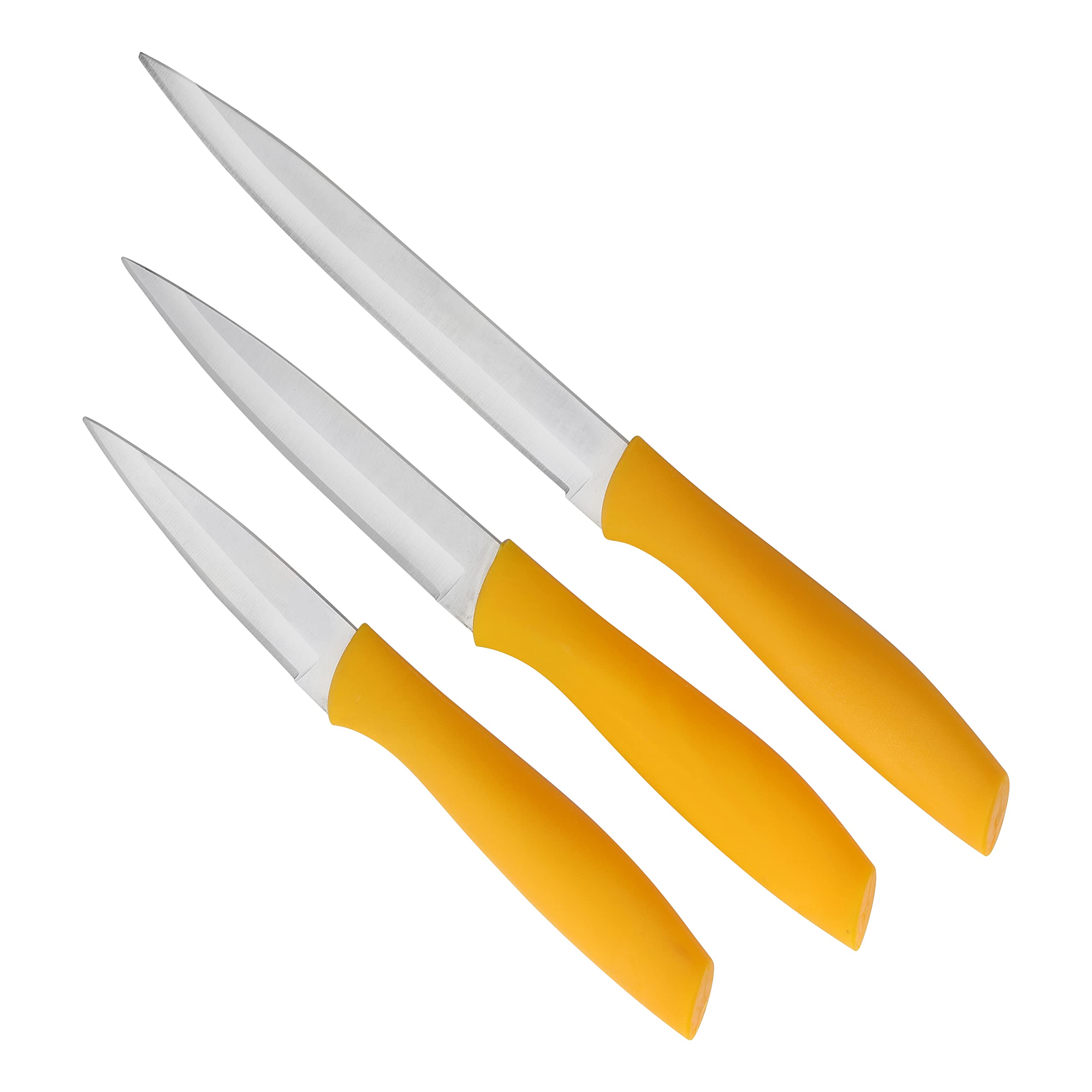 ROSTON Knife Set 420 Stainless Steel Sharp Professional knivess for Kitchen (3 PCS Yellow)