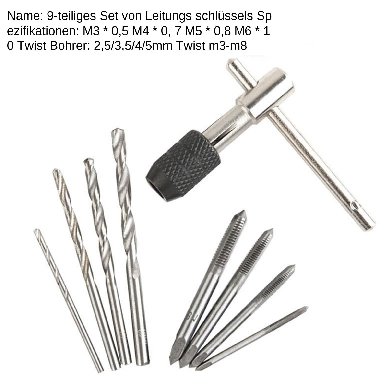 Metrisches Gewindebohrer-Set – Legierter Stahl, 9-teilig | Gewindebohrer Mit Hahngriff | Metrisches Gewindebohrer- Und Schneideisenset | Gewindemacher-Werkzeug Für Profis, Anfänger, Heimanwender, Zum