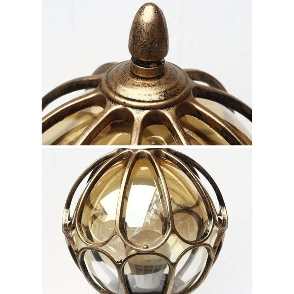 Farola Exterior Para Valla Lámpara De Pilar De Aluminio Para Exteriores, Lámpara De Pilar De Vidrio Para Puerta De Patio De Jardín Europeo, Lámpara De Poste De Globo De Vidrio, Luz De Columna E27 Luz