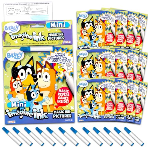 Disney Bluey Imagine Ink Coloring Book Set for Kids - 12 Pack No-...
