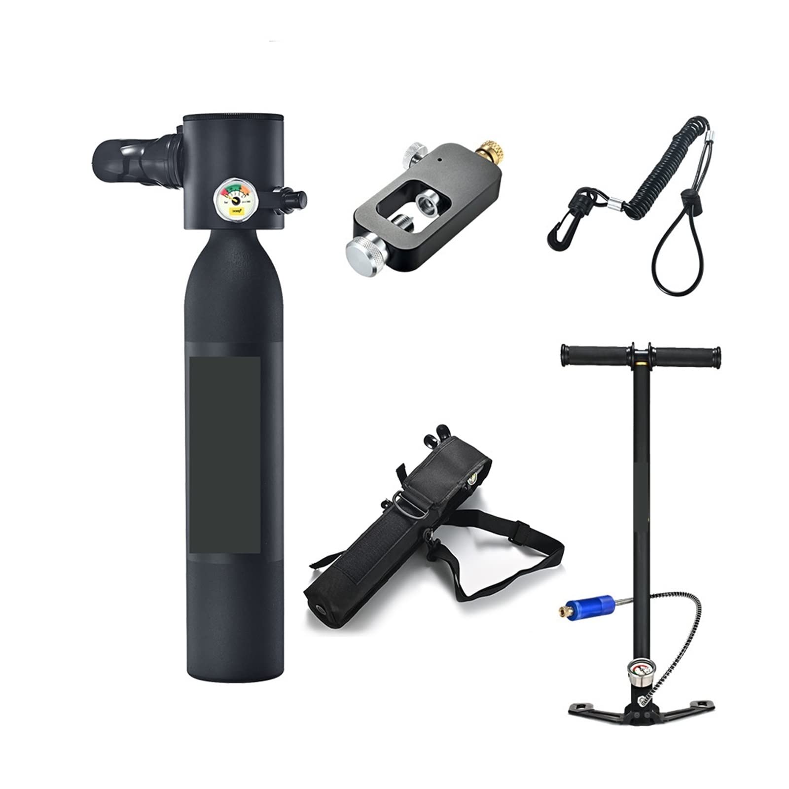 Portable Dive Cylinder, 0.5L New Mini Oxygen Cylinder Diving Teaching Underwater Breathing Equipment(Nero)