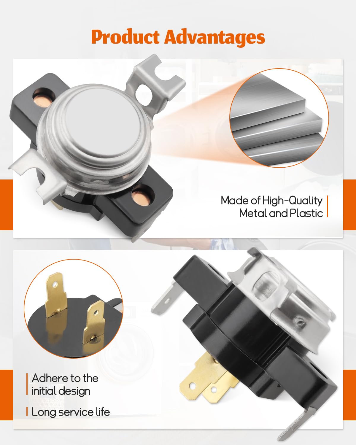Termostato de entrada de secadora compatible con secadora GE WE04X25201 AP6040078 4587508 PS11772030