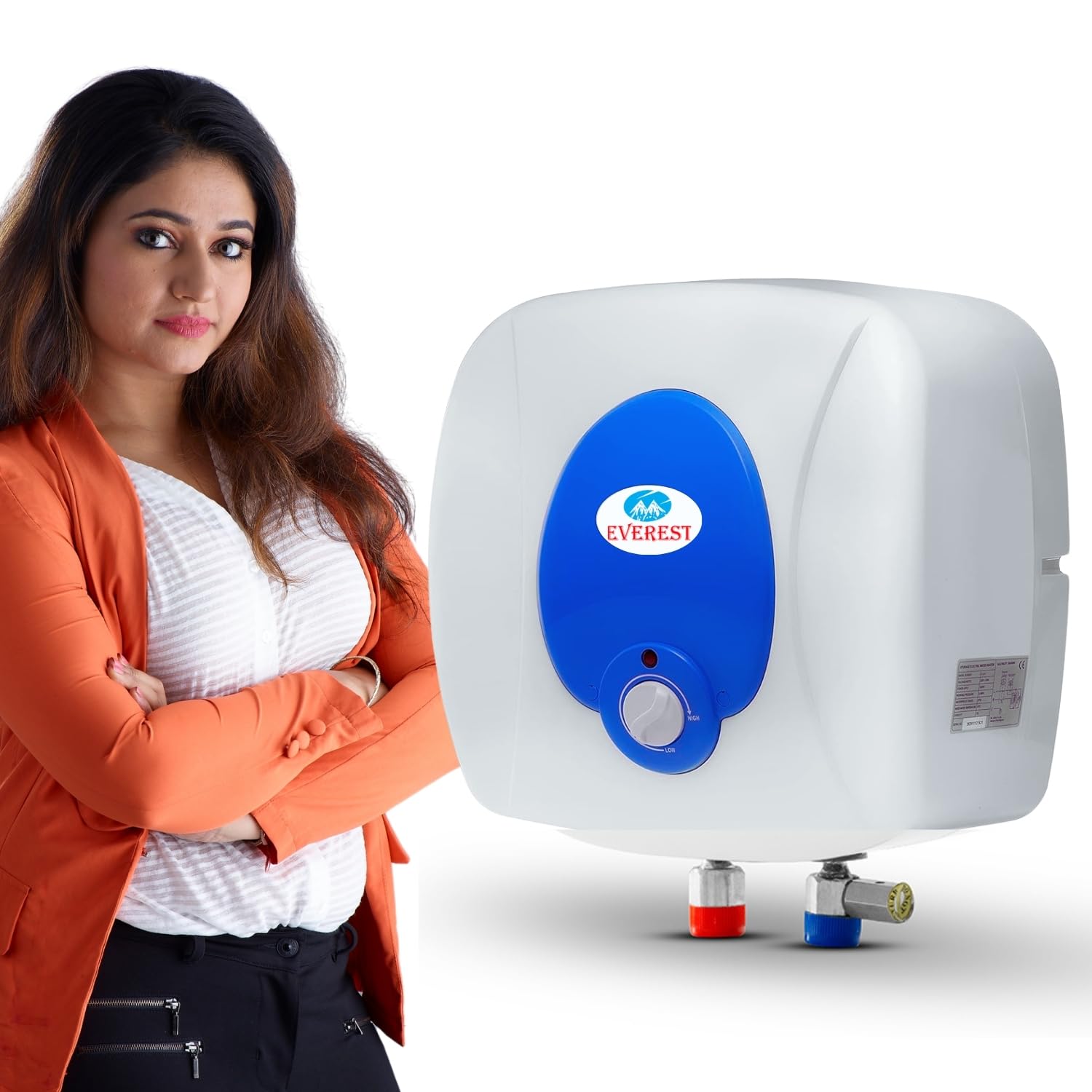 Everest E-Classic 15 Litre Storage Water Heater Attach with Inlet and Outlet Pipe (White Colour)-image-18
