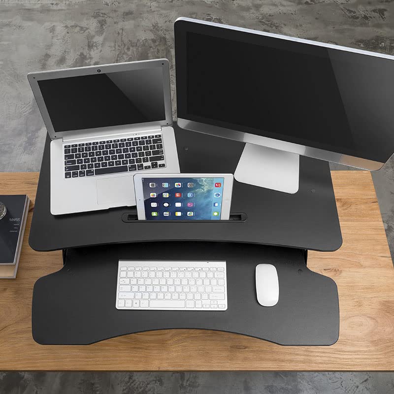 Rife Instant Standing Desk Sit-Stand Desk Converter for Laptop, 1 or 2 Desktop, Stepless Any Height Lock Height Adjustable, Ergonomic, Gas Spring,... - Image 2