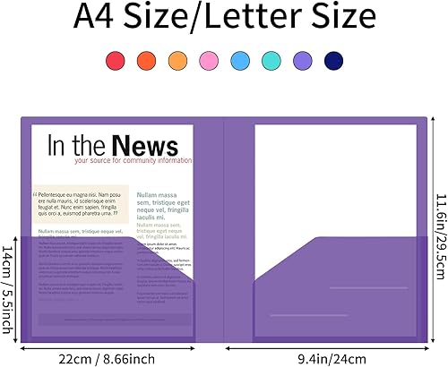 Miniatura 3 de EOOUT 24 carpetas con bolsillos, carpetas de plástico transparentes con 2 bolsillos para estudiantes de oficina y escuela, tamaño carta, tamaño A4,