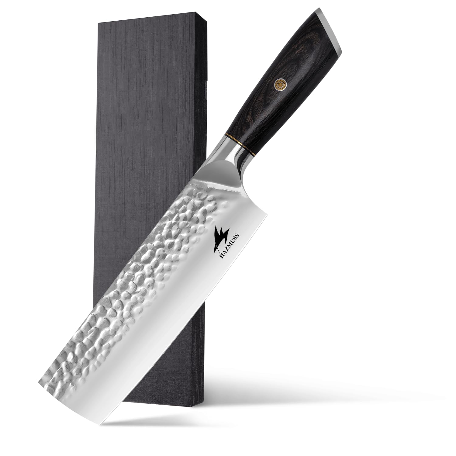 Cuchillo Nakiri de 17,5 cm, Acero Inoxidable Con Alto Contenido de Carbono, Forjado a Mano, Cuchillo de Chef Japonés Con Mango de Madera Pakka Para Cocinas Profesionales y Domésticas