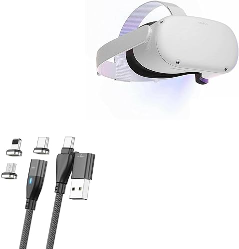 BoxWave - Cable compatible con Oculus Quest 2, MagnetoSnap PD AllCharge (100 W), cable de carga magnético PD de 100 W, USB tipo C, micro USB para