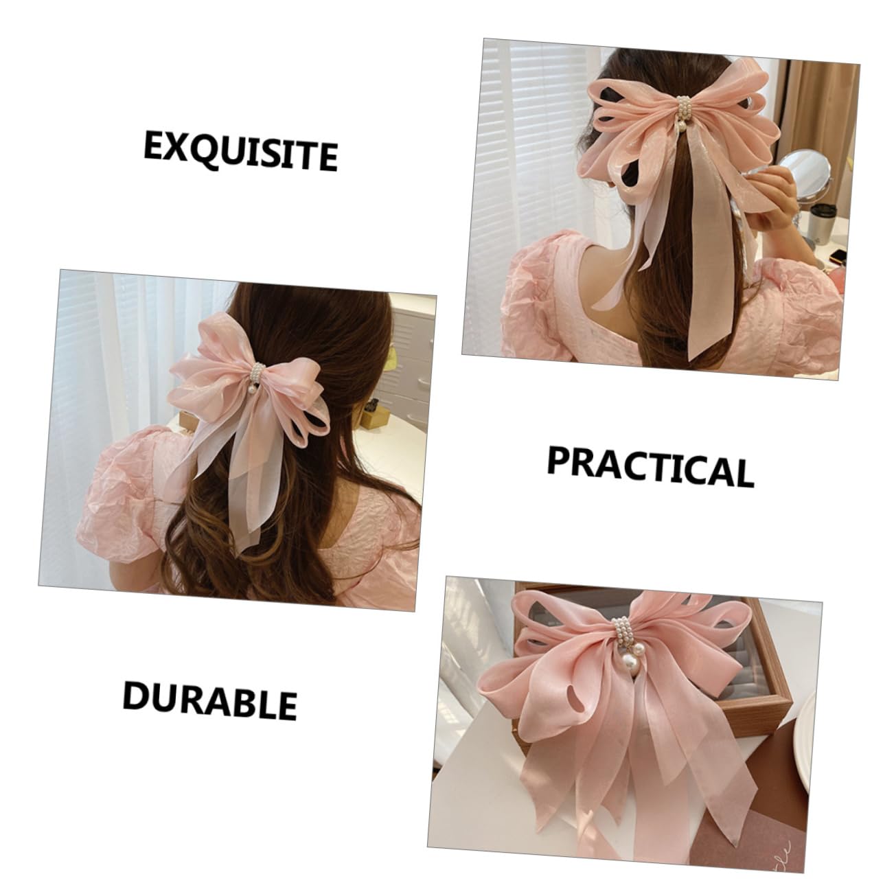 MAGICLULU 10 Piezas lazo para el pelo lazos para el cabello de las niñas minipinza para el cabello hair clips horquillas moño pasadores de pelo pinzas de cabello pearls hair accessories niño