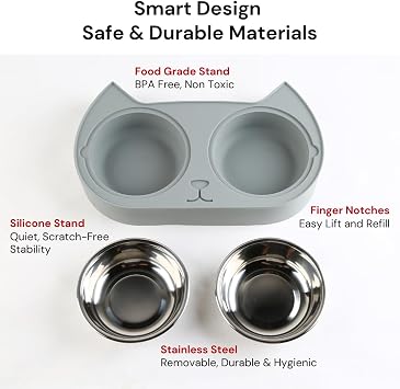 7 Ruby Road Kitten Food Bowl - Cat Food and Water Bowl Set for Indoor Cats