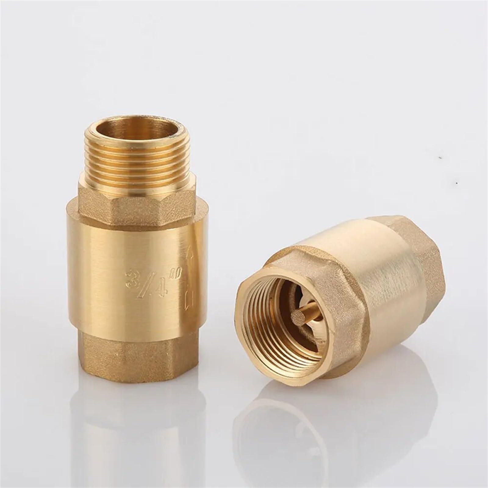 1/2" 3/4" 1" 1-1/4" 1-1/2" 2" Filettatura Maschio Femmina Ottone Valvola di ritegno a Molla in Linea della Pompa dell'Acqua unidirezionale(Male to Male,0.75 inch)