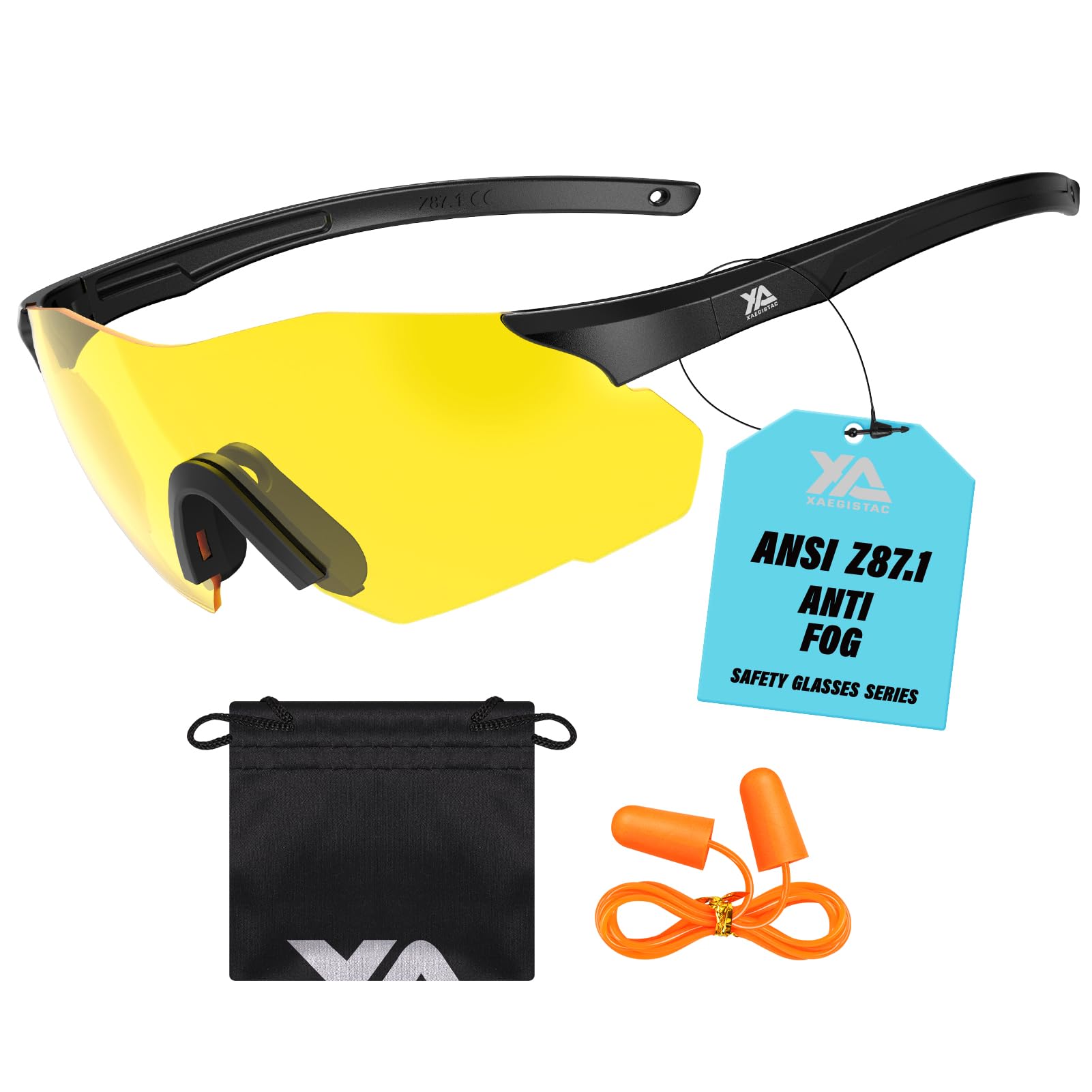 xaegistac Schutzbrille, Anti-Beschlag-Schießbrille, breites Sichtfeld, weiches Nasenpolster für Schießen, Jagd, Airsoft im Freien