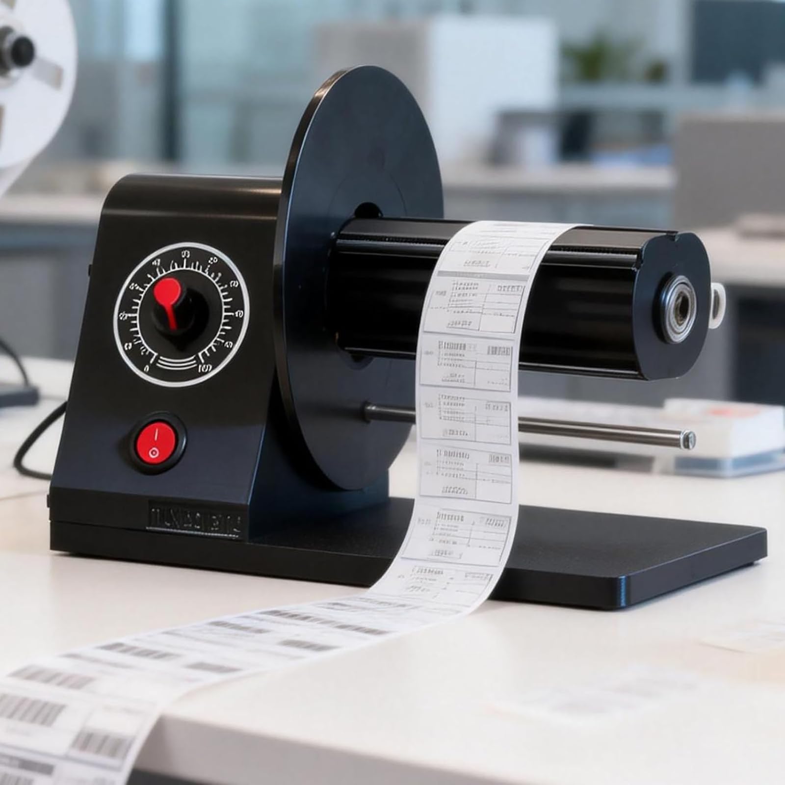 Adtzpc Mini Automatic Label Rewinder, Electric Label Rewinding Machine with 3 Rolls, Adjustable Speed and Auto Synchronize with Printer, Max Rewinding Width 110mm and Diameter 120mm for Warehouse