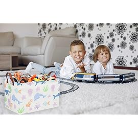 Essme Rectangular Boys Basket,Kids Storage Basket with Handles for Room Decor,Ocean Storage BinOcean