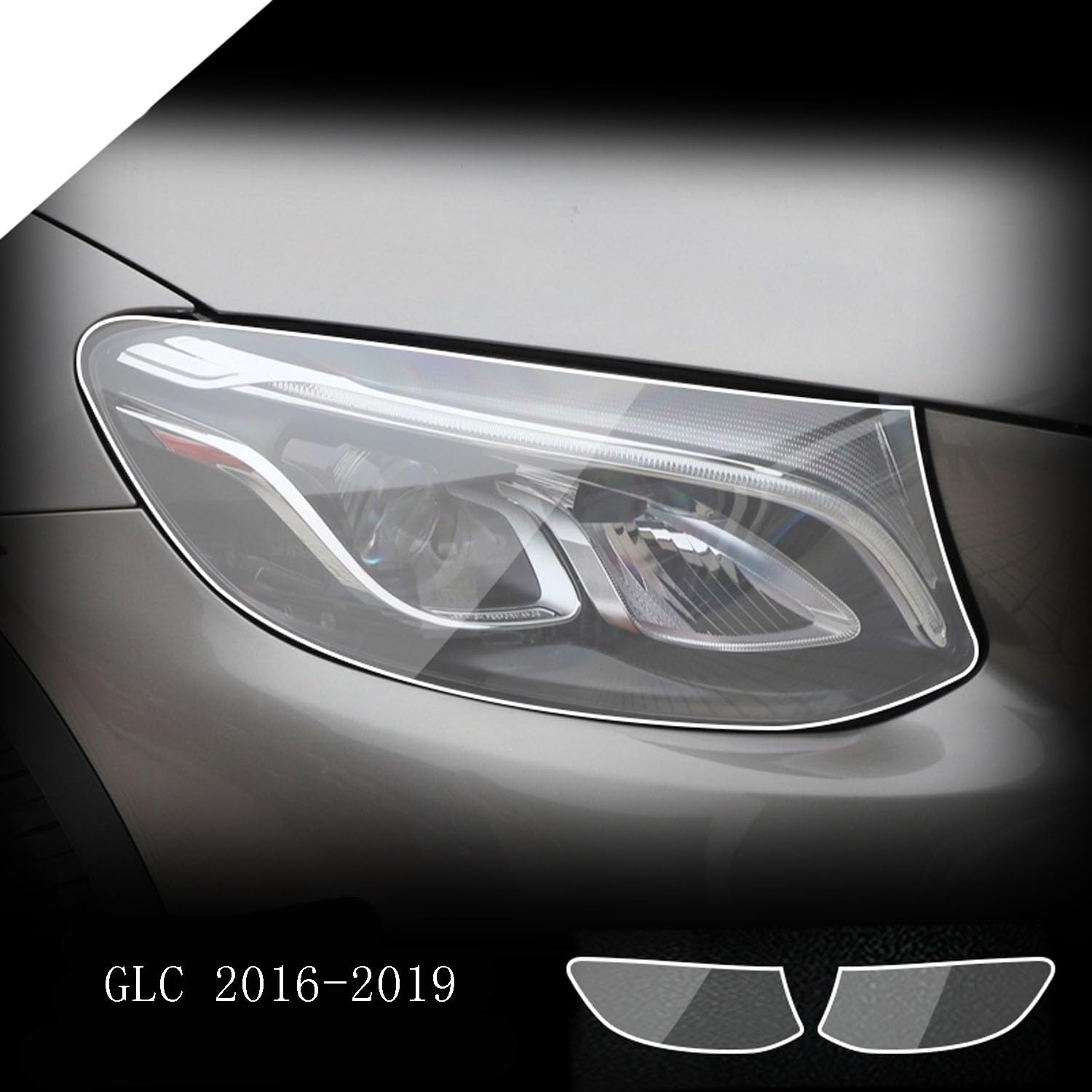Autoscheinwerfer Schutzfolie für Mercedes-Benz CLA/CLS/EQC/GLA/GLB/GLC/GLE/GLS,Autoscheinwerfer-Schutzfolie Anti-Kratz-Folie TPU-Aufkleber Zubehör,Blackened
